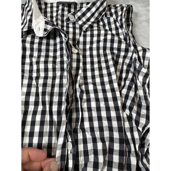 Lafayette 148 Black White Plaid Mariel Sleeveless Tie Waist Blouse Tunic Sz M - Picture 6 of 11